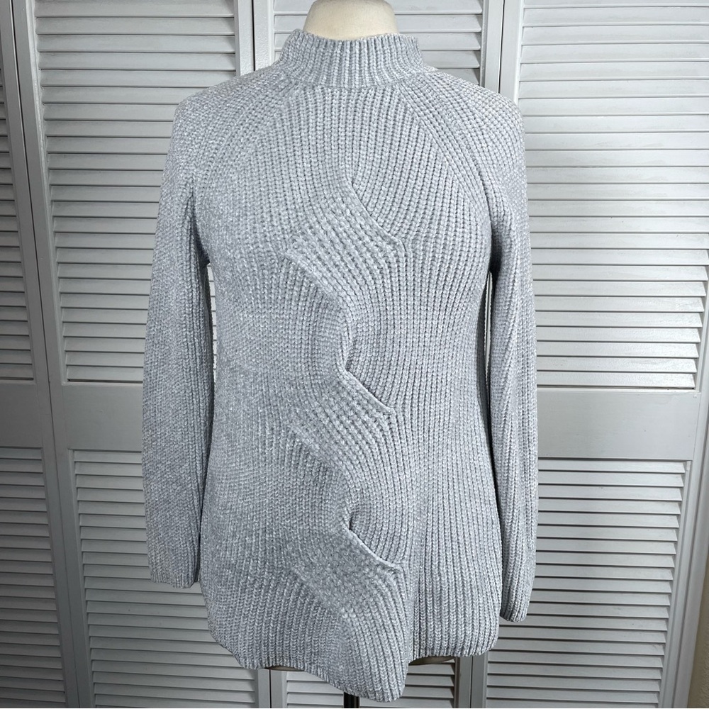 ✨ J.Jill Chenille Textured Mock Neck Sweater – Gray (Size S)